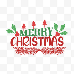 卡通手绘圣诞树merry christmas字体svg