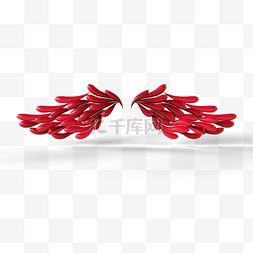 红色几何翅膀3d元素