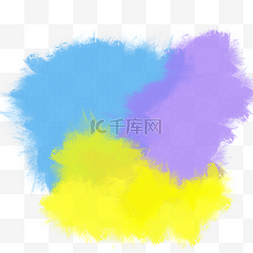 色块颜料图片_黄色紫色蓝色水彩撞色不规则湿边