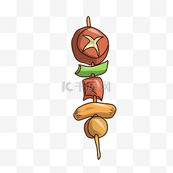 蔬菜串串图片_小吃蔬菜烤串插画