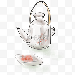 水墨国画茶壶