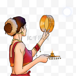 女人节图片_karwa chauth kartika节日赏月庆祝女人