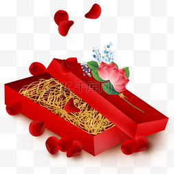 花瓣图片_情人节礼物盒和花瓣