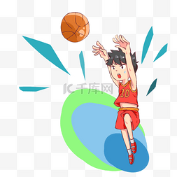 卡通风格卡通男孩打篮球