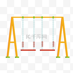 玩具红色图片_儿童节玩具秋千插画