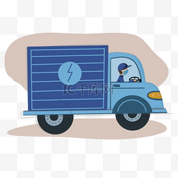外卖蓝色图片_卡通蓝色货车送货服务元素