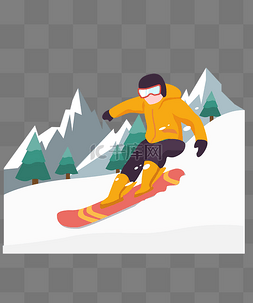 滑雪图片_卡通人物滑雪小场景