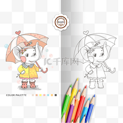 book图片_coloring book 可爱小象涂色卡