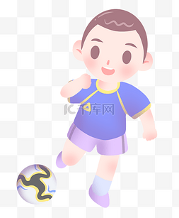 踢足球的运动员图片_卡通踢足球的小男孩插画
