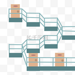 上下楼楼道阶梯插画