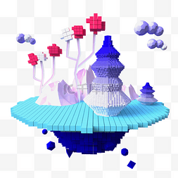 C4D立体像素风特色场景