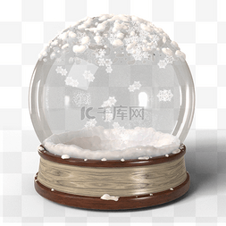 圣诞透明素材图片_飘着雪花的3d圣诞玻璃球