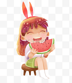 吃西瓜的女孩图片_吃西瓜的女孩