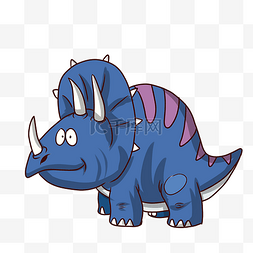 蓝色的尖角恐龙插画