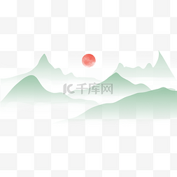 清明节图片_绿色清明清明节水墨山川山水