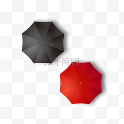 俯视黑红雨伞