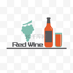 红酒logo素材图片_扁平葡萄酒
