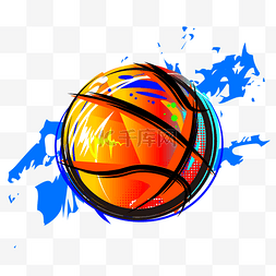 篮球图片_蓝色涂鸦篮球