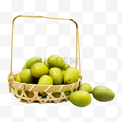 绿色新鲜水果图片_一筐绿色橄榄果