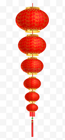 红灯笼一串图片_春节装饰一串红灯笼