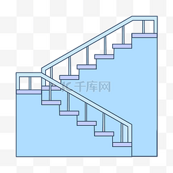 楼房插画图片_蓝色住房楼梯插画