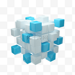 蓝几何立体图片_几何立体方块