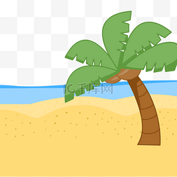 沙滩上的椰子树和大海元素