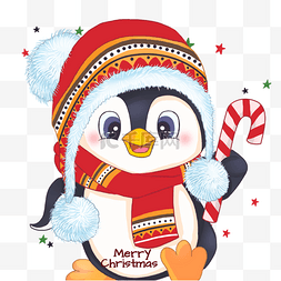 可爱卡通圣诞节企鹅