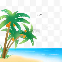 海边度假沙滩矢量插画装饰图案夏