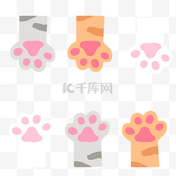 矢量粉色图片_猫猫爪子矢量图案