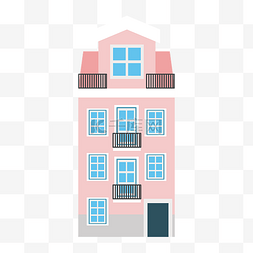 粉色公寓房屋插画