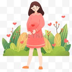 怀孕妈妈卡通素材图片_怀孕的妈妈装饰插画