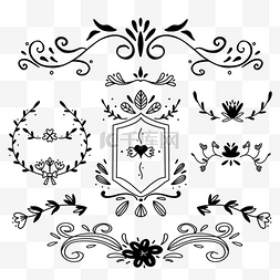 手绘复古婚礼框架花卉饰品