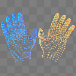 蓝色手掌图片_科技智能双手魔幻数据点状蓝色黄