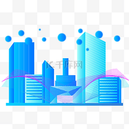 蓝色商务科技建筑