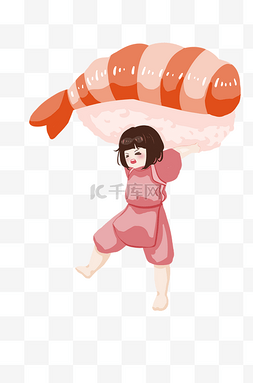 虾肉手握寿司插画