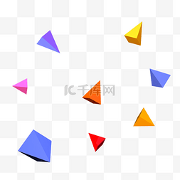 几何体彩色石块不规则漂浮