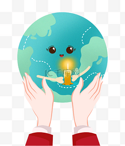 捧蜡烛图片_世界地球日地球一小时地球环保节