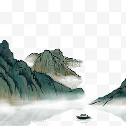 古典工笔山水国画中国风景色