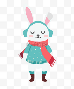 可爱的小白兔卡通图片_冬天的可爱小动物