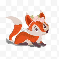 乖巧红色狐狸元素设计