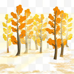 秋天黄了的树和树叶