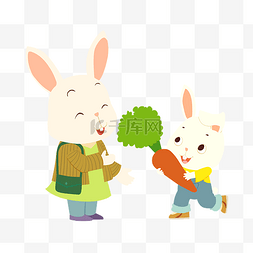 母亲节兔子图片_母亲节手绘卡通可爱动物亲子兔子