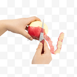 削皮图片_红苹果削皮水果皮