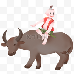 2019年清明节牧童插画风格png格式