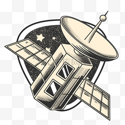 太空系列复古卫星贴纸