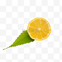 切开的柠檬片图片_柠檬片和绿叶