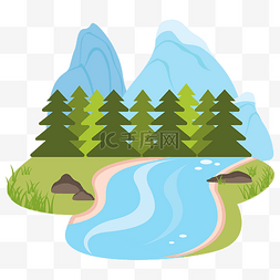 河流logo素材图片_山水河流自然风景