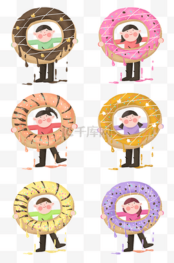 夏季夏日男生女生抱着甜甜圈