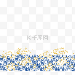 线条式的海浪图片_日式简约波浪装饰金色手绘